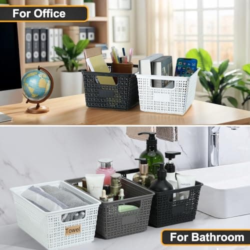 Storage Bins with Lids | Plastic Storage Baskets with Lids for Office Organization,Stackable Organizing Bins with Latching Design, Easy-Clean Boxes for Home, Office, Toys & Classroom Supplies, 6 packs view 5