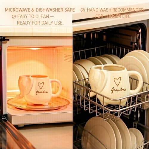 ZAGEVIVIN Elephant Ceramic Tea Mug with Tea Bag Holder, Grandma Design with Heart, White Stoneware Coffee Cup, 15 oz, Microwave and Dishwasher Safe (Grandma) view 6