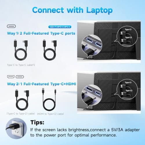 BKVOO Laptop Screen Extender 15.6" FHD 1080P IPS Ultra-Slim Triple Monitor | Extra Screen for Laptops 13''-17.3'', Plug & Play via USB-C/HDMI, Portable Travel Dual Monitor for Win/Mac/Android/PS5/Chrome view 4
