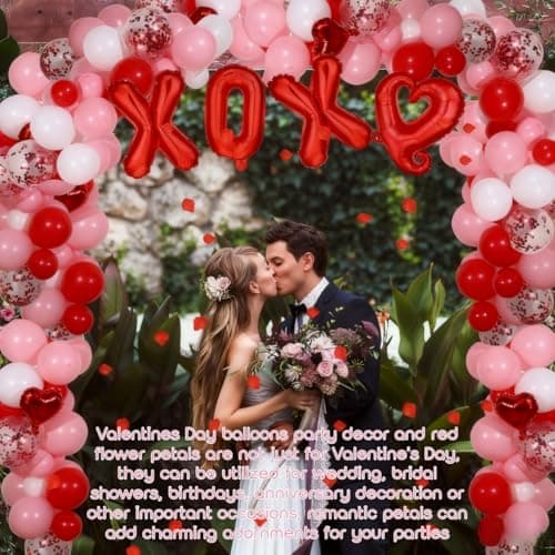 320pcs Pink Red Balloon Arch Kit, Glazeal 120pcs Balloons Garland Arch Kit with 200pcs Petals and Tools for Women Girls Mother's Wedding Engagement Anniversary Party Decoration Supplies view 5