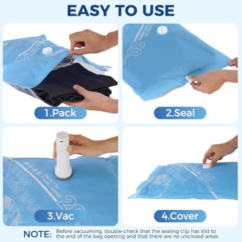 Vacuum Storage Bags with Cordless Pump, Vacuum Seal Space Saver Bags 18 Combo, 80% Space-Saving Bags for Clothing, Blankets, Pillows, Bedding & Comforters; Multi-Size Variety Pack for Home & Travel view 4