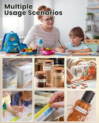 NADAIIN N12 Label Maker Machine with Tape, Mini Bluetooth Label Printer, Small Labeler Portable Thermal Label Makers Multiple Templates for Home School Office Kitchen view 6