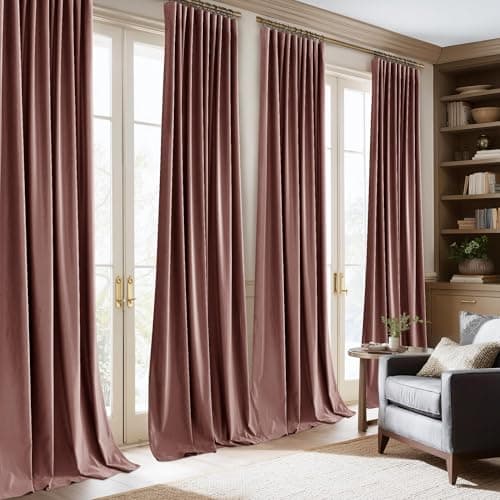 NICETOWN Dusty Rose Pink Blackout Velvet Curtains for Girls Room 84 inch Long - Privacy Protection Light Blocking Drapes for Living Room, Gifts for Mom, W52” x L84, 2 Panels view 3