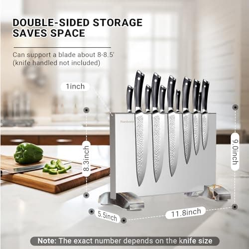 Magnetic Knife Block Stand Without Knives Double Sided Magnetic Knife Holder Rack for Kitchen Counter Stainless Steel Knife Magnetic Strip Display Stand Storage Organizer view 2
