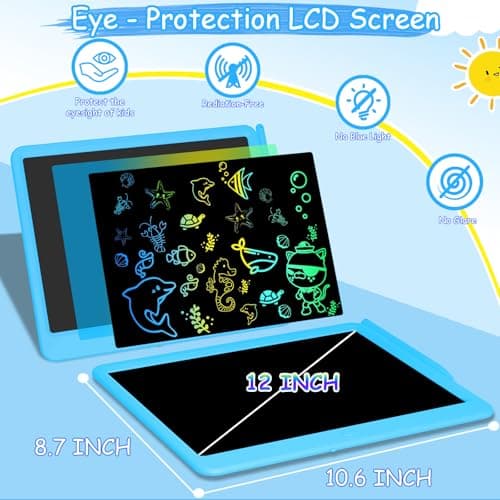 Decute Kids Toys LCD Writing Tablet with Stylus, 10 Inch Erasable Toddlers Doodle Board, Reusable Drawing Pad for Kids, Educational Christmas Birthday Gift for 3 4 5 6 7 8 Girls Boys Toddler Blue view 5