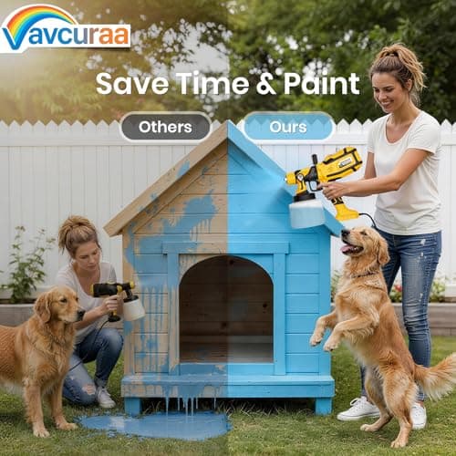 Paint Sprayer,Paint Sprayer for House Painting with 6 Copper Nozzles | 47oz (1400ml), Aluminum copper motor , LED Light, Adjustable Flow & 3 Patterns, Easy Clean Paint Sprayer for Furniture, House view 6