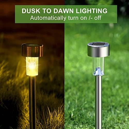 Dream Master Solar Lights Outdoor Waterproof, Stainless Steel LED Landscape Lighting, Solar Garden Lights, Outdoor Decorations for Yard, Pathway, Walkway, Patio, Lawn - 12 Pack(Warm White) view 6