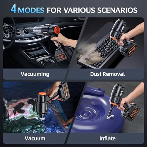 FAOGO Car Vacuum Portable Cordless, 50000Pa High Power Brushless Motor, Rechargeable Handheld Vacuum with 2 Batteries & Charger, 6-in-1 Vacuum Cleaners for Home, Pet Hair & Keyboard, Ink Black view 2