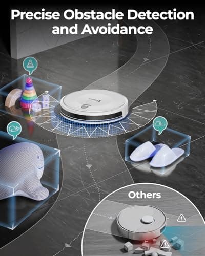 Redroad Robot Vacuums,10KPa Robotic Vacuum Cleaner with Mapping,Lidar Navigation&Obstacle Avoidance,150mins Robot Vacuum with App/Alexa/Remote,Tangle-Free Pet Hair,Self-Charging for Hard Floor/Carpet view 3