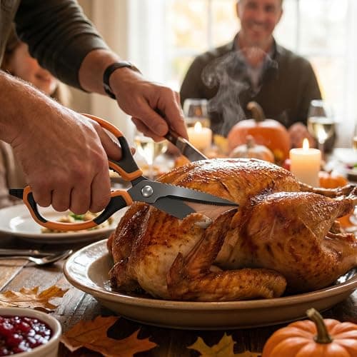 ANSHEE All Purpose Kitchen Scissors, Durable Stainless Steel Food Cooking Shears, Built-in Bottle Opener, Soft Grip Comfort Handle, Dishwasher Safe, Ideal Kitchen Gifts orange 1pack view 2