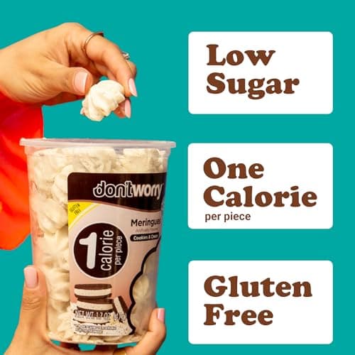 Don't Worry Meringue Cookies | Double Chocolate & Cookies and Cream Flavor | Low Sugar Candy with 1 Calorie per Piece | Keto, Gluten Free, Low Carb Healthy Snacks For Adults | 4 Pack view 3