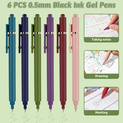 Niodel Spiral Notebooks Set, 9 Pcs A5 College Ruled Journals with 6 Black Ink Gel Pens, 6 Colored Ink Gel Pens, 6×0.5mm & 6×0.7mm Refills, Perfect for School Work Journaling view 6