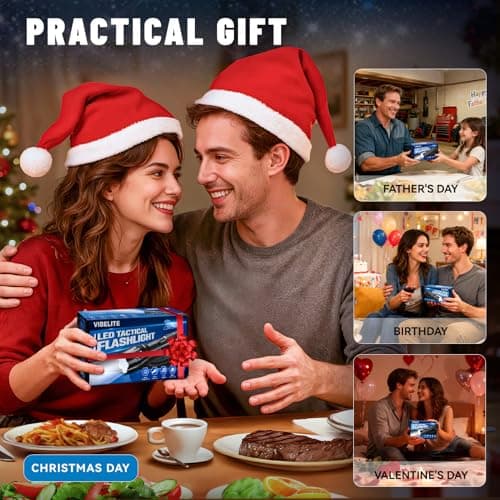 VIBELITE LED Flashlight High Lumens, 5 Modes Zoomable Waterproof Tactical Flashlight for Hiking, Camping Emergency, Cool Gadget Birthday Gifts for Men, Him, Teen Boys, Husband, Gifts for Dad, 2 Pack view 4