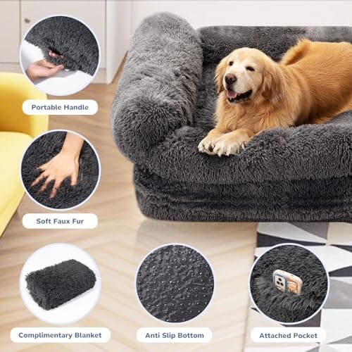 OtterOasis Foldable Human Dog Bed for Adults, Fluffy Human Sized with Blanket, Orthopedic Washable Dog Bed with Memory Foam and Water Repellent Liner for Pet (Grey, 72 * 44 * 10 inch) view 4