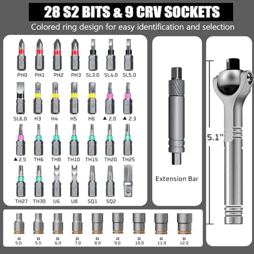 40-in-1 Magnetic Ratcheting Screwdriver Set with 180° Rotating | S2 Steel Bits Screwdriver Set, Repair Tool Kit for Furniture, Precision Electronics, DIY Project, Gift for Men & Husband view 2