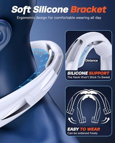 Laimiod Portable Neck Fan - with LED Book Light, 6-20 Hrs Long Battery, 6-Speed Adjustable, USB-C Rechargeable, Ultra Quiet, Hands-Free Personal Cooling for Men Women Outdoor Indoor view 6