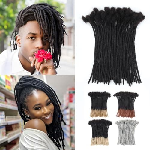 Vecago 10 inch 50 Strands Loc Extensions Human Hair, 0.4cm Width 100% Human Hair Dreadlock Extensions for Men/Women, Can be Dyed Soft Dreads Extensions,1b — image 1