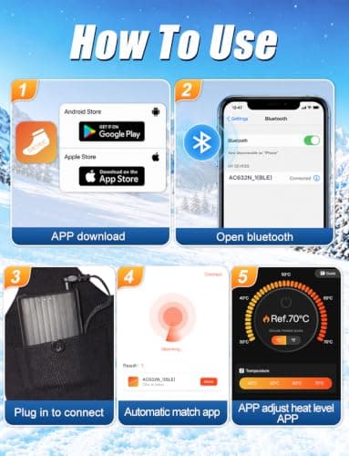 CHOVE Heated Socks for Men Women, 8500mAh*2 Rechargeable Batteries | Electric Heated Socks, APP Control Up to 15H Warmth Thermal Socks Smart Foot Warmer for Winter Hunting Skiing Hiking Camping view 3