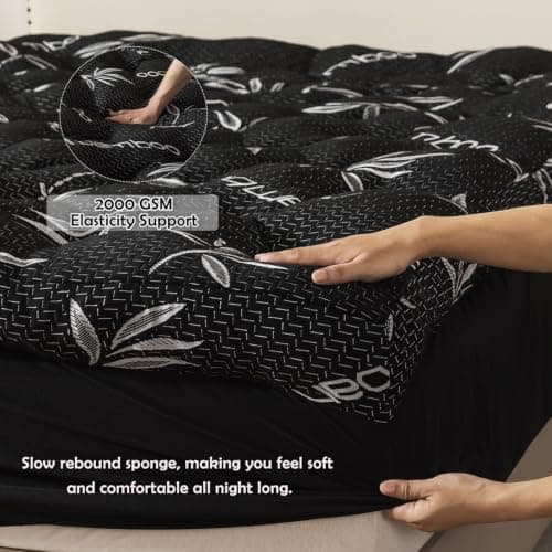 WhatsBedding 5 Inch Queen Mattress Topper Memory Foam Bamboo Viscose Air Layer view 4