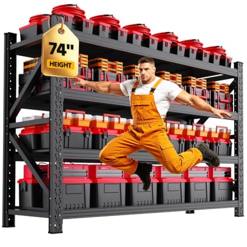 AXASIIO 79" W Storage Shelves, 4T Adjustable Garage Shelving Unit, Rust Proof Large Metal Storage Rack, 24" Dx79 Wx74 H Industrial Shelving for Warehouse, Basement, Supermarket — image 1