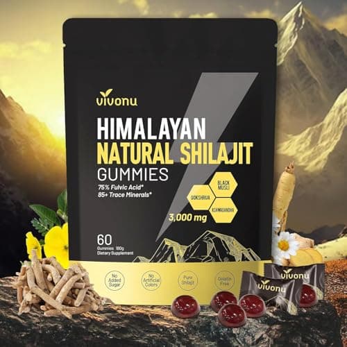 Himalayan* Shilajit Gummies with Ashwagandha & Gokshura | 85+ & Fulvic Acid | Organic, Non-GMO for Men & Women | 100% Pure & Natural — image 1