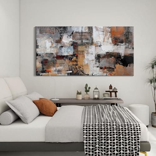 Wall Art for Living Room - Abstract Canvas Wall Decor, Modern Minimalist Painting in Black and White - Framed pictures for Bedroom, Office Artwork, Brown Bedroom Wall Decor Above Bed 29×58IN view 4