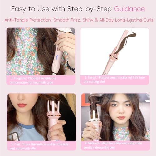 Automatic Curling Iron, 1 Inch 2-Way Auto Rotating Hair Curler for Long Thick Hair, Fast Heating Ceramic Curling Wand with 3 Heat Settings, Anti-Scald, Beginner Friendly, 60 Mins Auto Shut-Off view 6