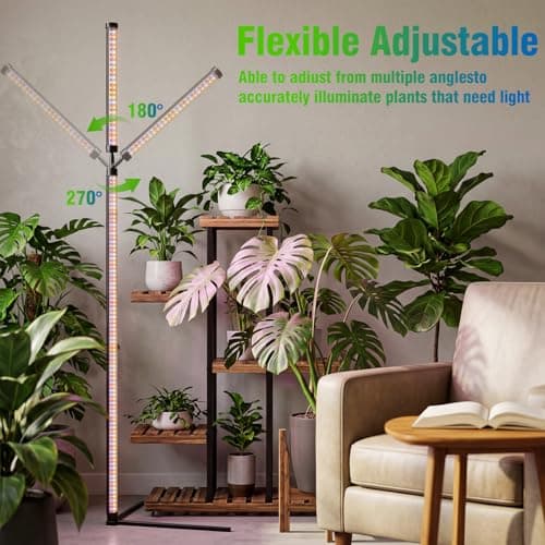 48W Standing Grow Light for Indoor Plants, 65" Modular Vertical Grow Light with 480 LEDs Full Spectrum, High-Output Plant Floor Lamp for Large Trees, Plant Shelves & Corners, 3 Modes, Timer view 6