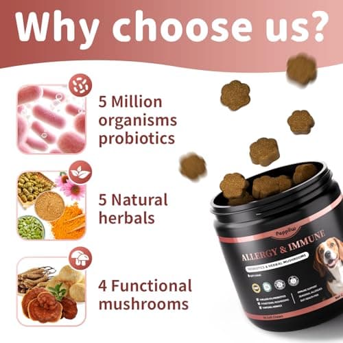 Dog Allergy Chews - Paw Licking, Seasonal Allergy & Itch Relief - Probiotics for Dogs Immune & Gut Health with Turkey Tail Mushroom, Pumpkin - Bacon Flavor - 90 Count view 3