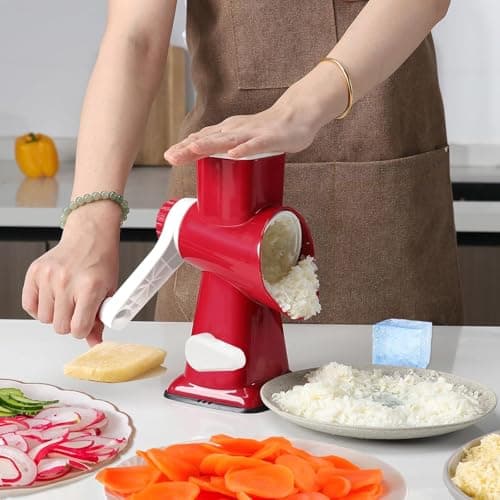 KalraMay Rotary Cheese Grater with Handle, Multifunctional Cheese Shredder | Multifunctional Shredder,Strong Suction Cup Base,Fast and Efficient Cutting,Detachable Parts,Safe Operation,Easy to Rinse view 4