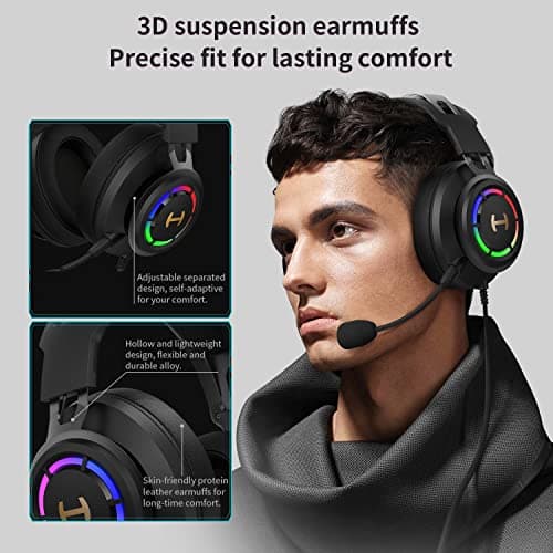 Edifier 7.1 Hi-Res Sound PC Gaming Headset Weird USB Over-Ear Headphone Noise Cancelling Mic RGB Light for PC PS4 Laptop Mac Desktop view 5