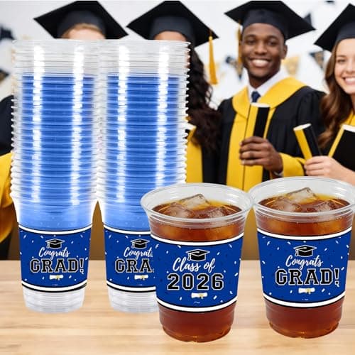 50Pcs 16oz Graduation Cups 2026 Blue Disposable Plastic Cups Graduation Party Supplies Class of 2026 Decorations Graduation Party Decorations Festivities Grad Tableware Congrats Grad Party Supplies view 5