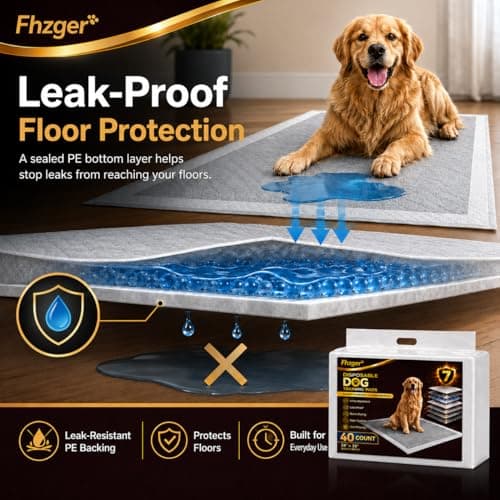 Fhzger XL Puppy Pads 40 Count, Bamboo Charcoal, 7-Layer Leak-Proof Extra Large 35.4 x 23.6 Inch | Bamboo Charcoal Odor Control | 7-Layer Leak-Proof Protection | Quick-Dry Absorption view 5