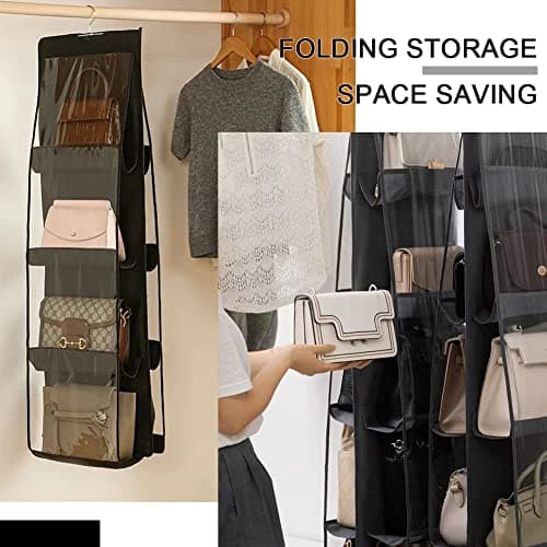 AYWVRBST Handbag Purse Organizer, 8 Pockets, Dust Proof Purse Organizer Closet, Wardrobe Closet Organizer, Washable Handbag Organizer for Handbags Purse (Black, 8) view 4