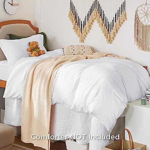 Bedsure Duvet Cover Twin/Twin XL Size - 2 Pieces Prewashed Cotton-Like Polyester Extra Soft Comfy Bedding Set, Includes 1 Duvet Cover 68"x90" with Zipper Closure & 1 Pillow Sham, White, No Comforter view 2