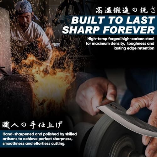 Huusk Hand Forged Carving Knife - Japanese Razor Sharp Butcher Knives for Meat Cutting, Curved Brisket Slicing Knife with Ergonomic Full Tang Handle, Gift for Men and Women view 2
