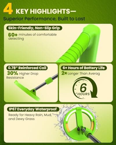 Metal Detector for Kids, Intuitive Color LCD Display, 6.7” Glowing LED Coil, Kid-Safe Lightweight with Adjustable Handle & 4” Precision Deepth, Perfect Educational Gift for Kids Ages 3-12 view 5