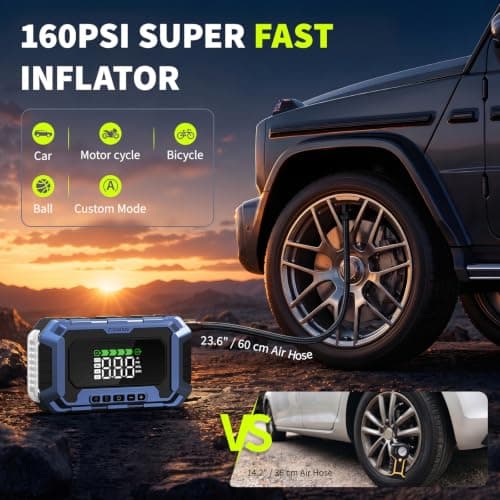 FIVNION Real 74Wh Jump Starter with 160PSI Air Compressor, PD65W Fast Charging 12V Jump Box (All Gas/10L Diesel) view 5