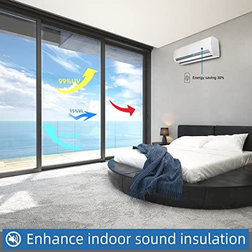 XIAWEI One Way Privacy Window Film Heat & UV Blocking, 17.5In×6.5Ft | Heat Control Window Privacy Film, Window Tint Sun Blocking Blackout, Explosion-proof Premium PET Material, Cosmic Black view 6