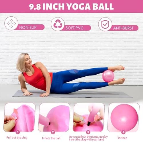 Pilates Kit for Home Workouts, Pilates Essential Kit 12-Piece -Home Pilates Workout Kit for Women with 12.6”Magic Circle, 9.8” Yoga Ball & 6 Resistance Bands for Stretching at Home Gym & Studio view 3