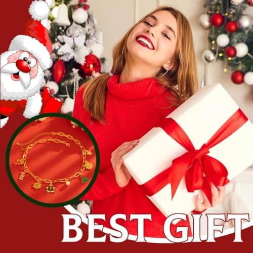 4pcs Christmas Jewelry Set Gifts for Women, Atarvana Xmas Necklace, Earrings, Bracelet, Brooch for Women Stocking Stuffers Christmas Gift view 5