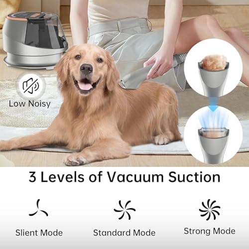 HiKiNS Dog Grooming Vacuum Kit,9 in 1 Dog Hair Vacuum Dryer Clipper Kits with 4.5L Dust Cup,18Kpa 1100W LED Display Pet Shedding Grooming Quiet with Adjustable 3 Modes Suction&Temperature(Upgraded) view 5