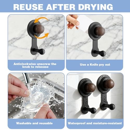 Suction Cup Hooks for Shower,Wreath Hangers for Front Door,Removable No-drill Suction Cup Hook for Door Wreaths/Glass Window/kitchen,Ideal for Holiday/Christmas Door Decoration(2 pcs - 4 suction cups) view 5