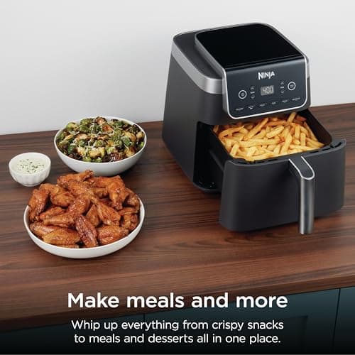 Ninja XL Air Fryer with MaxCrisp | 6.5 QT Capacity | 6-in-1 Max Crisp, Air Fry, Roast, Bake, Reheat & Dehydrate | 450°F Temp | 1750 Watts | Nonstick Basket, Crisper Plate & Recipe Guide | Grey | AF181 view 4