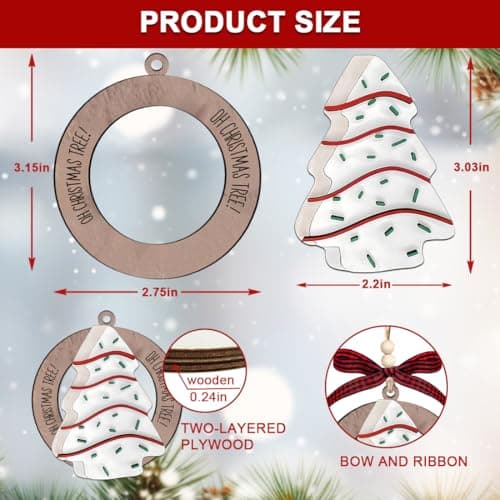 Little Christmas Tree Cakes, Food Ornaments, Wood Cheesecake Ornament, Baking Dessert Cake Ornament, Cute Christmas Ornaments view 3