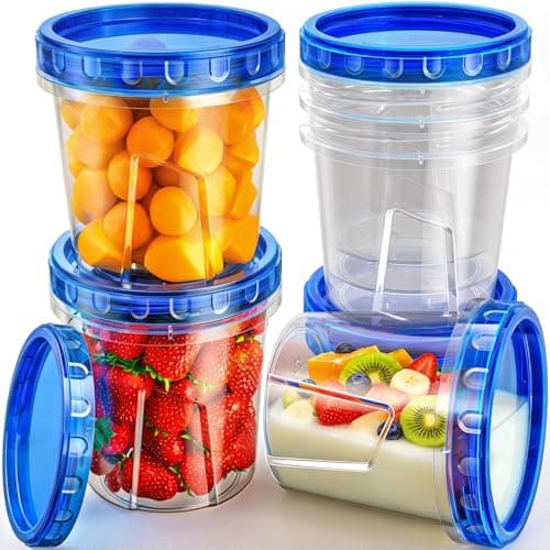 Freezer Storage Containers, [6 Pack-24 Oz] Airtight Plastic Food Storage Containers with Twist Top Lids, Soup, Meal Prep Containers | BPA Free | Stackable | Leakproof | Microwave/Dishwasher Safe — image 1