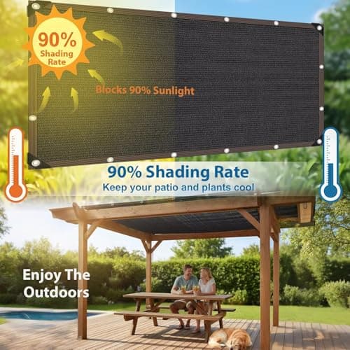 JKNVDVLC 90% Shade Cloth, 10 x 12 FT Tear Resistant Sun Shade Net with Reinforced Grommet,Durable Garden Shade Tarp Cover for Greenhouse,Plant Cover, Chicken Coop,Patio and Pergola,Black view 5