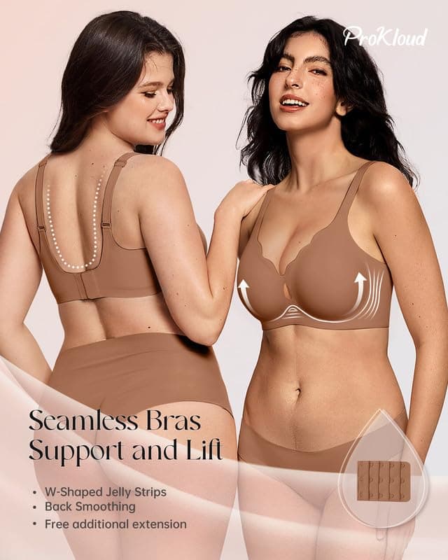 ProKloud Wireless Bras for Women Wave Push Up No Underwire Bralettes Seamless Full Coverage Support Lift Everyday Bra view 3