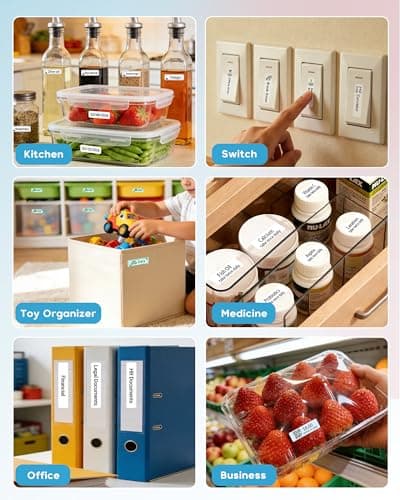 ORGBRO Label Maker Machine with Tape, Portable Bluetooth Label Printer for Home Office Organization, Support Pre-Cut & Continuous Labels, Inkless Thermal Small Labeler for School Kitchen, DX1-White view 6