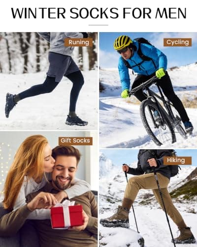 Merino Wool Socks for Men & Women, 4 Pairs Thermal Crew Socks view 4